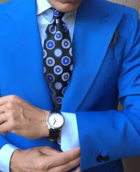 Изготовленный на заказ Королевский синий мужской блейзер с лацканами, свадебное платье для шафера, 2 предмета (куртка + брюки)