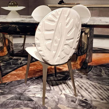 Итальянские кожаные Обеденные стулья для столовой Легкая роскошь Простой Ресторанный стол и спинка стула Дизайнерский стул TG
