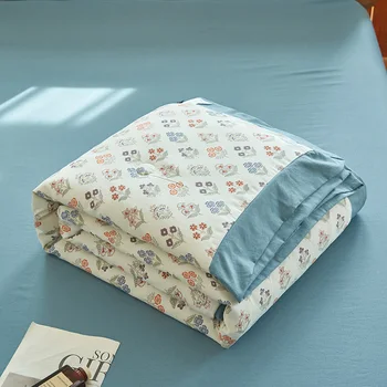 Клубника 1шт Одеяло для лета реактивной печатных пастырской стиль Одеяло для кровати размера queen хлопок лен летнее одеяло