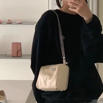 Корейская модная летняя мини-сумка Ins через плечо для женщин, сумка на цепочке из искусственной кожи, модная модная маленькая сумка для путешествий