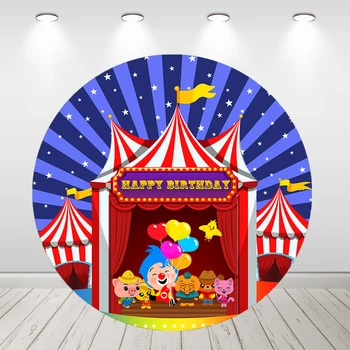 Красный Цирковой Шатер Круглый Круг Фон Плим Плим Детский Душ 1-й День рождения Студийный фон Пользовательские Баннеры