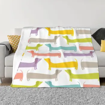 Красочное бархатное одеяло с рисунком собаки Таксы, Весна/осень, мультяшное животное, Многофункциональное Супер Мягкое одеяло для дома, стеганое одеяло для спальни