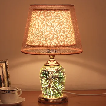 Креативная 3D Пиротехническая Светодиодная Настольная Лампа Прикроватная лампа для спальни Кабинет Современное Свадебное украшение Настольная Лампа Лампа для кормления Ночник