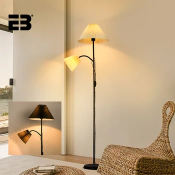 Лампа светодиодная этаж плиссированной ткани 2 лампы E27 ЕС штекер постоянного настольный светильник для гостиной домашний декор угловой диван спальня прикроватный светильник