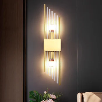 Легкая роскошная прикроватная лампа, настенный светильник, современная минималистичная гостиная, прихожая, креативная спальня, хрустальный настенный светильник в постмодернистском стиле