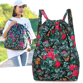 Легкий нейлоновый рюкзак с цветочным принтом, женская модная дорожная сумка, высококачественная сумка большой емкости, женская повседневная портативная сумка