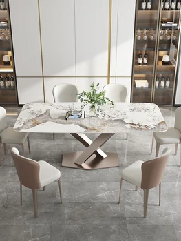 Легкий роскошный обеденный стол wind rock в стиле постмодерн, простой дизайнерский небольшой бытовой прямоугольный обеденный стол и стул высокого класса в сочетании