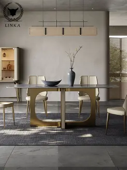Легкий роскошный стол Rock, элитный плоский стол для виллы, сочетание итальянского минималистичного семейного стола и стула
