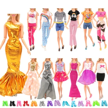 Лот 20 предметов = 10 комплектов модной одежды ручной работы, 10 пар обуви, аксессуары для кукол для 11,5-дюймовой куклы Барби, лучше всего для принцессы