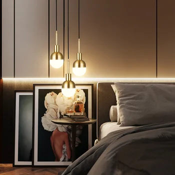 Люстры Простая светодиодная подвеска в постмодернистском стиле для спальни, прикроватного бара, ресторана, подвесной светильник, Золотые подвесные светильники с одной головкой, светильники