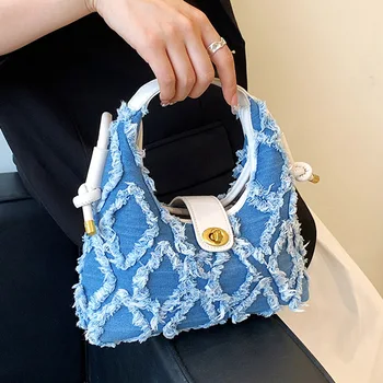 Модная женская сумка-клатч в стиле ретро, джинсовая сумка через плечо, кошелек с кисточками, дизайнерские мини-сумки через плечо, роскошная женская сумка-ранец