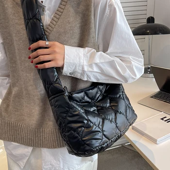 Модная женская сумка-мессенджер Unixinu 2022, зимняя стеганая ультралегкая женская сумка через плечо, однотонные сумки через плечо для женщин