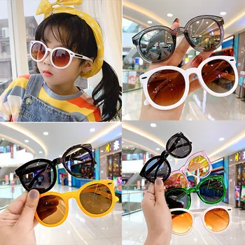 Модные Солнцезащитные Очки для Детей, Мальчиков И Девочек, UV400, Защита Глаз, Солнцезащитные Очки, Уличные Милые Мультяшные Очки для Детей