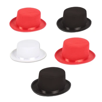 Модный однотонный цилиндр, шляпы фокусников для костюма фокусника, шляпа с плоским куполом для взрослых и детей