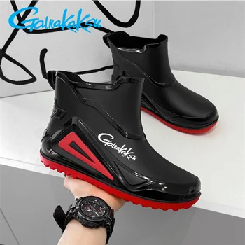 Мотоциклетные мужские непромокаемые ботинки, уличная водонепроницаемая обувь для бездорожья, мужская крутая брендовая нескользящая резиновая обувь для рыбалки и пешего туризма