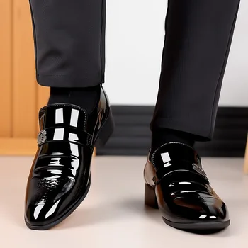 Мужская кожаная обувь Весна и осень, новая мода, яркое лицо, заостренная Корейско-британская повседневная мужская обувь большого размера