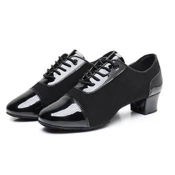 Мужская черная танцевальная обувь для танго Сальса Румба Для мальчиков и детей, современная танцевальная обувь для бальных танцев на квадратном каблуке, кроссовки для танго из ткани Оксфорд