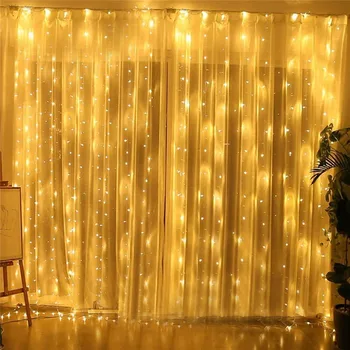 Наружная светодиодная гирлянда для занавесок с сосульками, Сказочная Светодиодная Рождественская гирлянда для новогодней свадьбы, домашнего декора для вечеринки в окне спальни, мерцания
