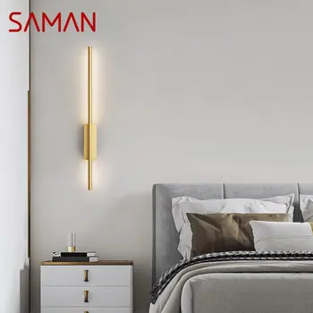 Настенный светильник SAMAN с латунной лентой Современный Классический светодиодный 3 цвета Просто креативный светильник-бра для внутренней отделки кровати гостиной