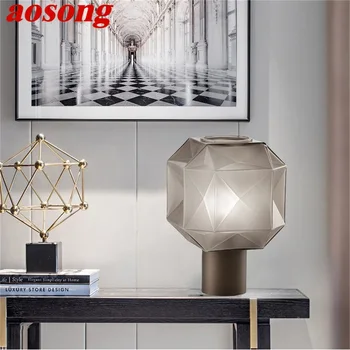 Настольная лампа AOSONG Nordic с современным креативным многоугольным абажуром, светодиодная настольная лампа для дома, гостиной, спальни.