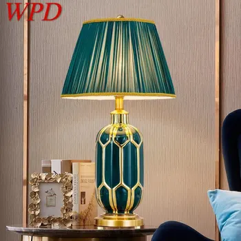 Настольная лампа из современной керамики WPD LED Простая креативная зеленая прикроватная лампа в скандинавском стиле для домашнего декора гостиной спальни