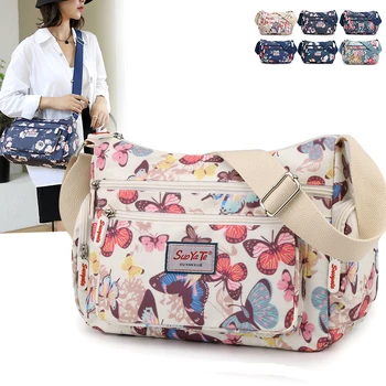 Новая брендовая женская сумка через плечо, женские сумки через плечо с цветочным принтом, водонепроницаемые нейлоновые сумки-мессенджеры, женские сумки, портативные Bolsa