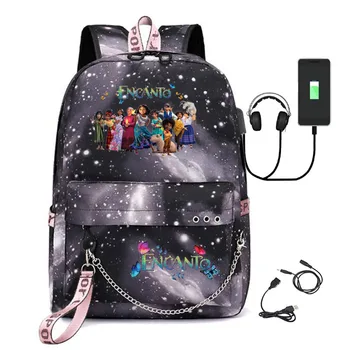 Новинка Harajuku, классные школьные сумки, унисекс, Encanto, USB-дорожные сумки, Оксфордские водонепроницаемые рюкзаки для ноутбука через плечо