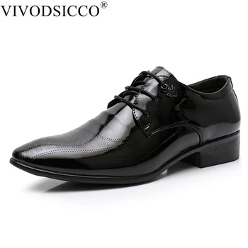Новые Классические Черные Мужские модельные туфли в деловом стиле из Искусственной кожи, Мужские Оксфорды Без застежки, Мужские Вечерние Свадебные Туфли-Дерби, Повседневная обувь на плоской подошве