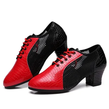 Новые летние женские танцевальные туфли на мягкой подошве для взрослых с кожаной сеткой, уличная резиновая подошва, современные танцевальные туфли