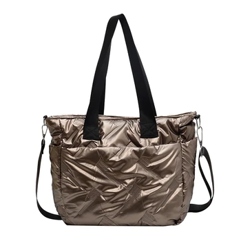 Новые сумки-тоут большой емкости Зимние объемные хлопчатобумажные сумки Высококачественные дизайнерские женские сумки через плечо Модная женская сумка через плечо