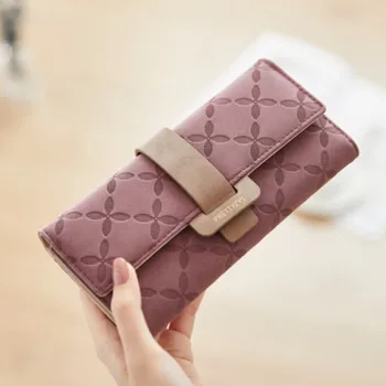Новый длинный кошелек, женская многофункциональная сумка, кошелек с нулевым размером, кошелек с тремя складками, большой емкости