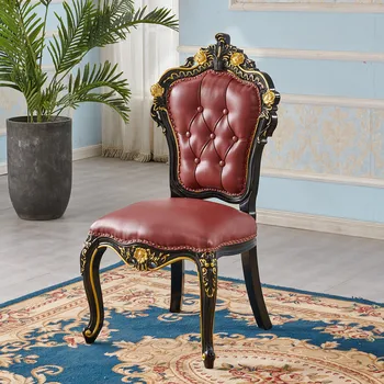 Обеденный стул в европейском стиле, домашний стул из массива ореха с резьбой, американский ретро Современный простой французский стул для маджонга