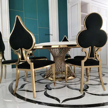 Обеденный стул в стиле постмодерн, Простые обеденные стулья из нержавеющей стали, гостиная, Фланелевые обеденные стулья для кухни MC