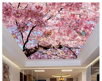 обои с высокой декоративной росписью beibehang красивая атмосфера голубое небо белый вишневый потолок zenith обои для стен 3 d