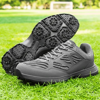 Обувь для гольфа, мужская уличная сетка, Легкие качественные кроссовки для гольфистов с шипами, Мужские удобные спортивные кроссовки для ходьбы
