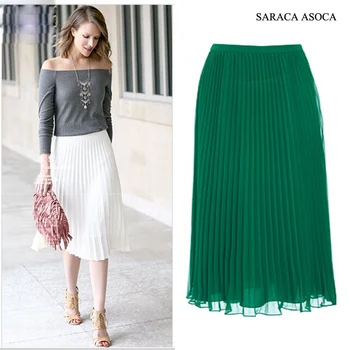 Оптовая продажа 22-цветная Универсальная Супер плиссированная шифоновая юбка на резинке для мусульманских женщин, модные юбки по щиколотку с длинным бюстом