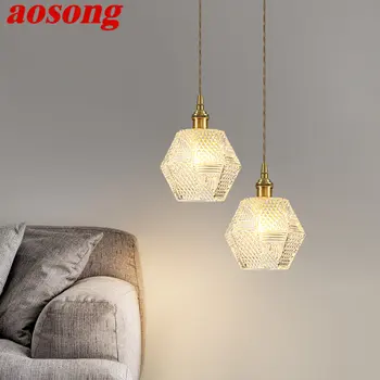 Подвесной светильник AOSONG Nordic Brass LED, Современная простота, Креативный Стеклянный подвесной светильник для дома, столовой, спальни, бара