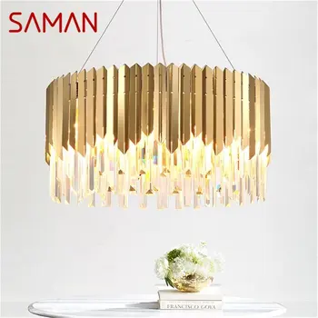 Подвесной светильник SAMAN в постмодернистском стиле, Роскошный Золотой светодиодный светильник, Декоративный для домашней столовой, Гостиной