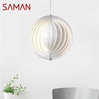 Подвесной светильник SAMAN Современные креативные белые светодиодные лампы Светильники для домашней декоративной столовой