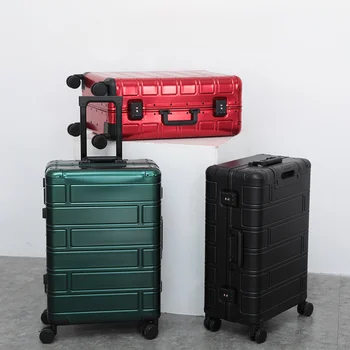 Полностью алюминиевый чемодан на колесиках с кодовым замком TSA, дорожный чемодан на колесиках, высококачественная мужская деловая сумка-тележка для багажа