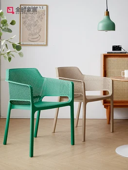 Популярный стул для спальни, гостиной, скандинавский пластиковый стул, простая современная спинка, табурет, креативный стул для отдыха, домашний стол