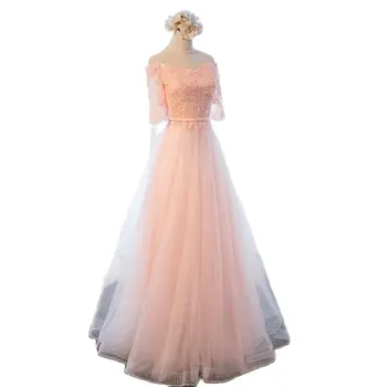 Превосходное Платье Vestido Madrinha Illusion С Аппликацией, Розовое Платье На шнуровке С Поясом И Открытыми Плечами Для Свадебной Вечеринки, С V-образным вырезом И Короткими рукавами