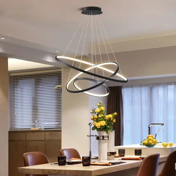 Простые подвесные светильники для столовой, Современный подвесной светильник для гостиной с тремя кольцами, творческая личность, Теплая Маленькая люстра в скандинавском стиле