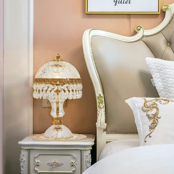 Роскошная хрустальная лампа Высокого класса Для свадебной гостиной, кабинета, спальни, Прикроватная лампа, простое украшение, Медь