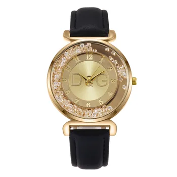 Роскошные Часы бренда DQG для женщин из черной кожи с водонепроницаемым роликовым шариком, Цифровые женские кварцевые наручные часы для мужчин Montre Femme