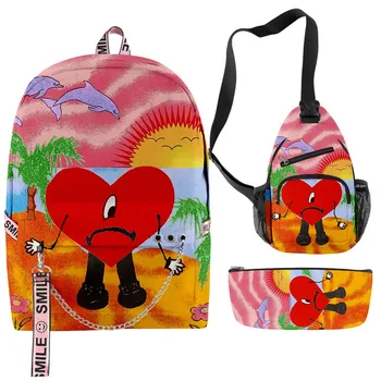 Рюкзак Bad Bunny Аниме Певец Bad Bunny Ученики начальной и средней школы, школьный рюкзак для мальчиков и девочек, Мужской дорожный рюкзак для ноутбука
