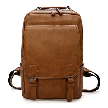 Рюкзак для ноутбука большой емкости, Мужские повседневные модные сумки Для мужчин, рюкзаки из искусственной кожи на молнии в стиле ретро, мужская дорожная водонепроницаемая сумка, Мужская