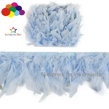 Светло-голубая отделка из перьев, шитье седел длиной 8-10 см, бахрома из петушиных перьев для костюмов, лента из перьев своими руками