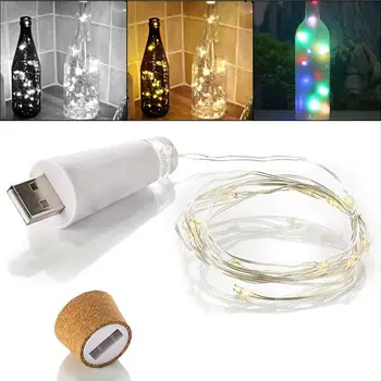 Светодиодная гирлянда USB перезаряжаемая 1,5 М 15 Светодиодная пробка для винной бутылки Ночник Светодиодная гирлянда для домашнего декора свадебной вечеринки USB Light