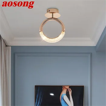 Светодиодное потолочное освещение AOSONG, креативное круглое кольцо в скандинавском стиле, светильники для украшения лестниц и проходов